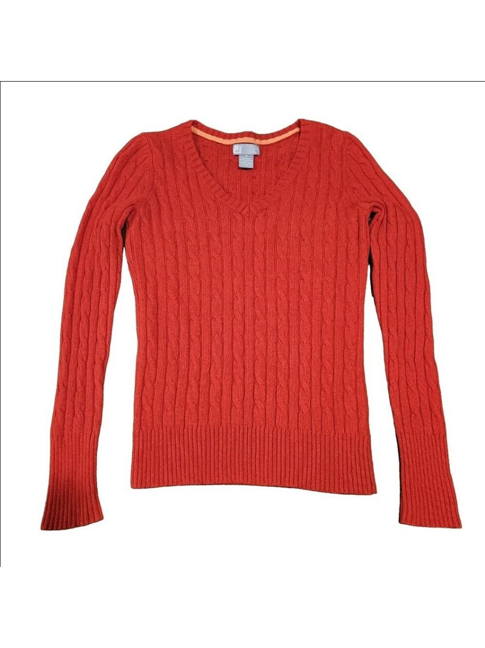 JCPenney Women's Sweater Merino Wool Blend Cable Knit Sweater, Red, M